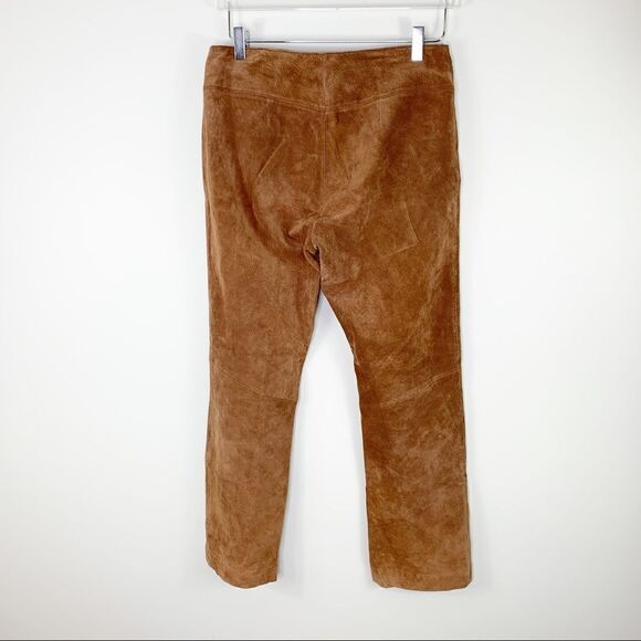Vintage Siena Studio Brown Washable Suede Leather Pants w/Zip/Tasseled Pockets 8 - Picture 7 of 15